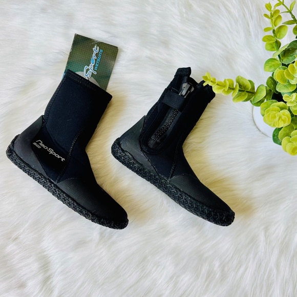 NeoSport Neoprene Wetsuit Boots 3mm Hi Top Zipper Dive Boots Size 4 - Picture 4 of 13
